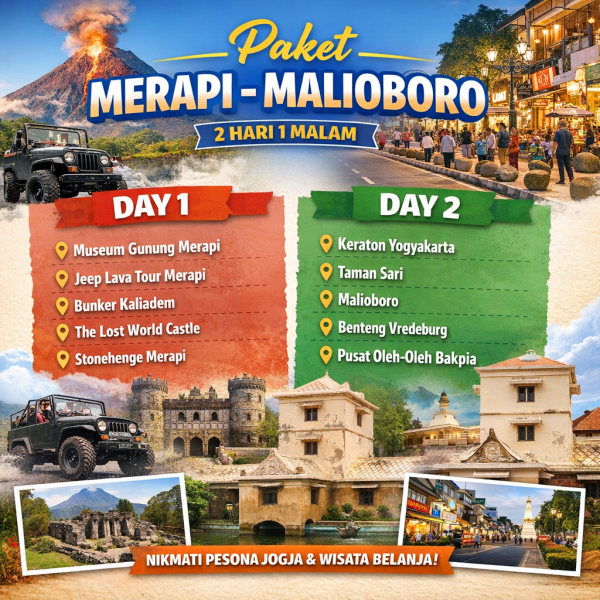 paket wisata jogja 2 hari 1 malam merapi - malioboro