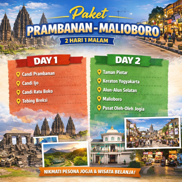 paket wisata jogja 2 hari 1 malam prambanan - malioboro