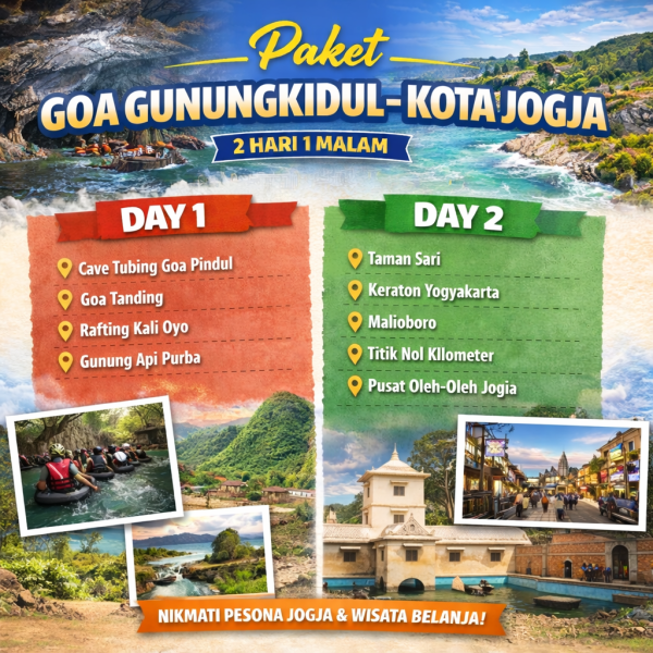 paket wisata jogja 2 hari 1 malam goa gunungkidul - kota jogja